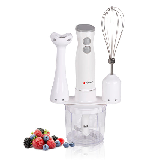 Alpina Staafmixer 2 Snelheden 250W - Multifunctionele Set met Blender, Hakmolen en Garde - Bivakshop