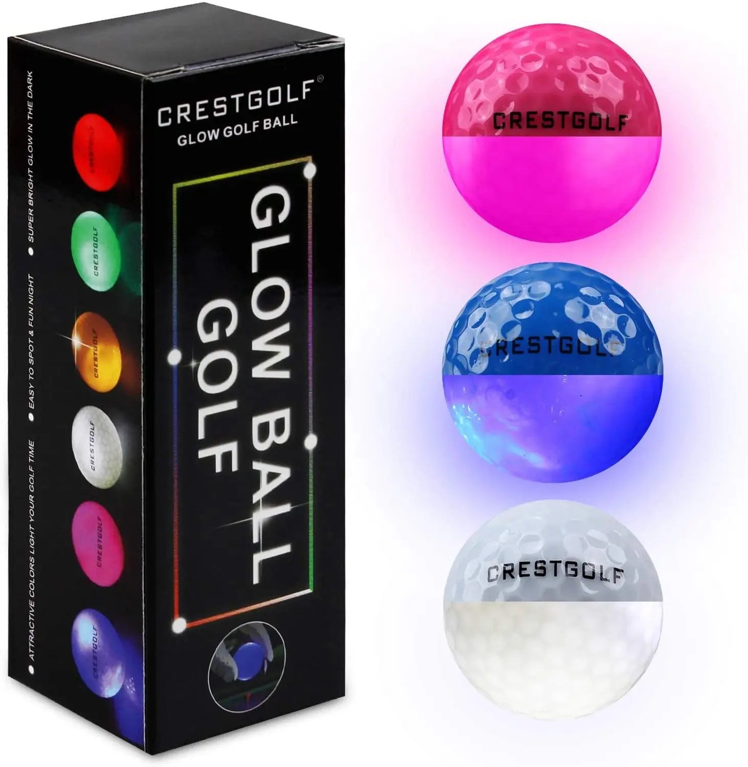 Crestgolf led golfballen - Glow-in-the-dark golfbal - Zes schitterende kleuren - Bivakshop