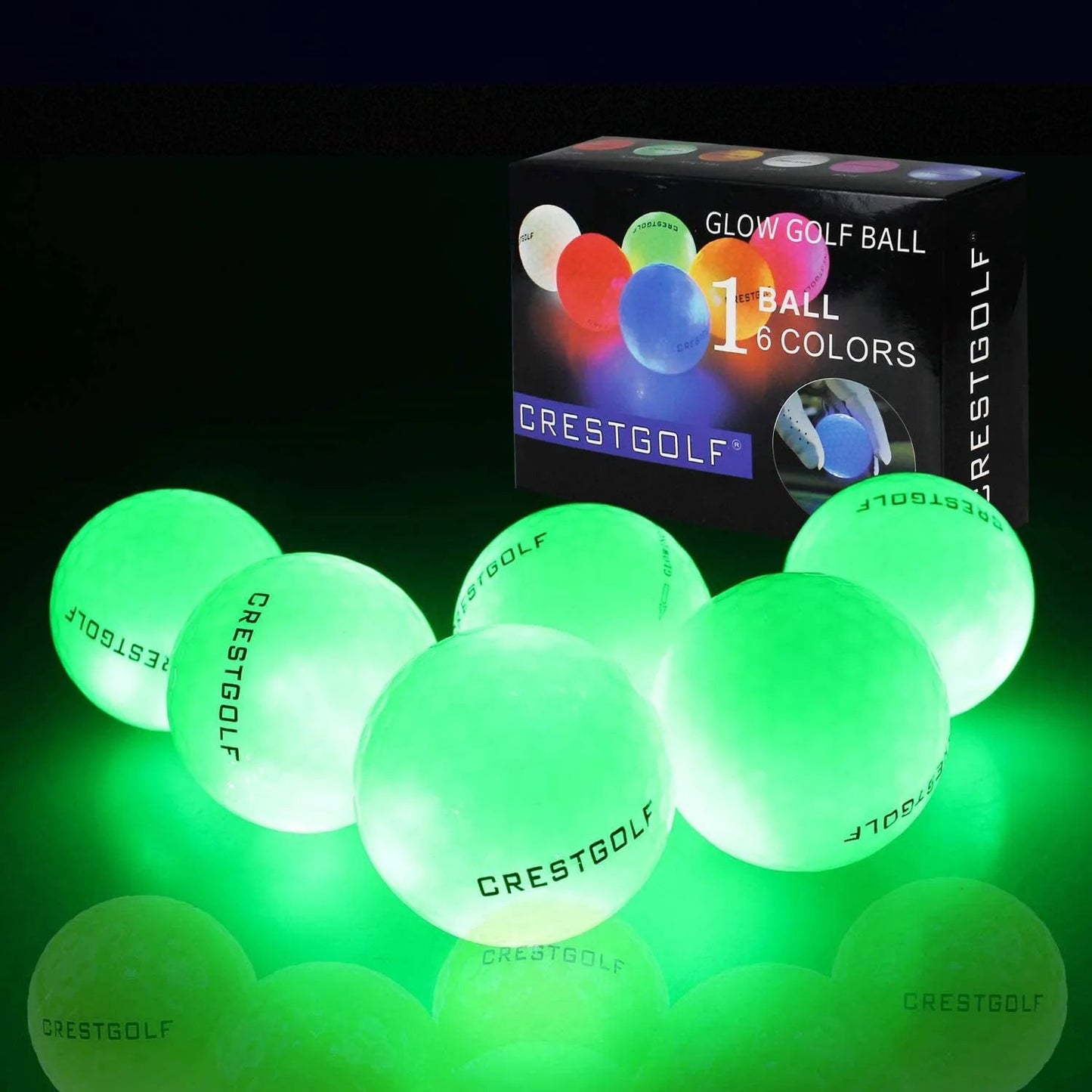 Crestgolf led golfballen - Glow-in-the-dark golfbal - Zes schitterende kleuren - Bivakshop