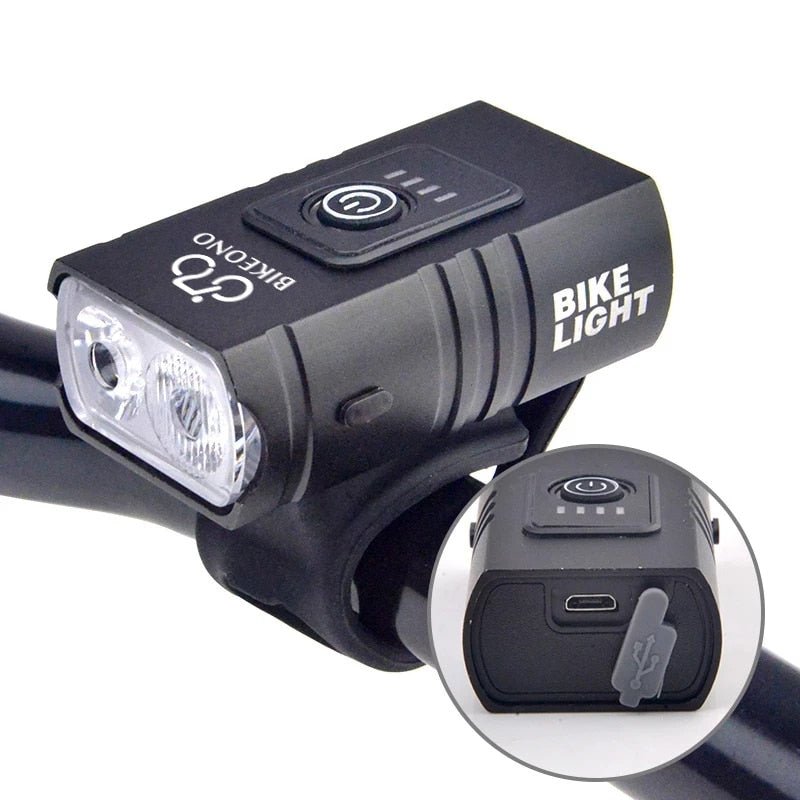 Draagbare fietsverlichting - Bikeono oplaadbare zaklamp - Waterdicht fiets licht koplamp - USB interface - Bivakshop