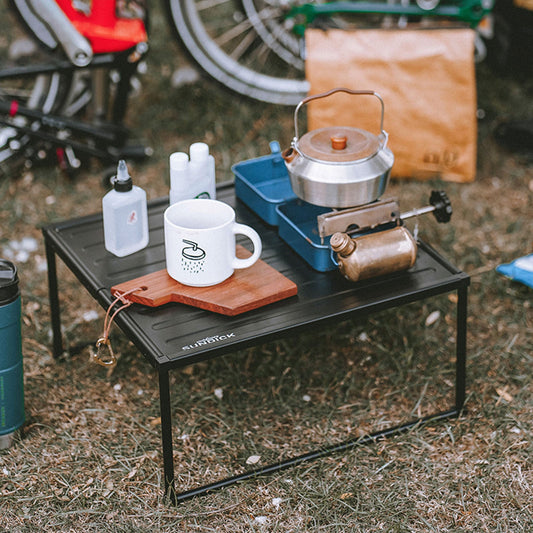 Draagbare opvouwbare camping tafel - Picknick - Aluminium ultralicht -Zwart - Roestvrij - Bivakshop