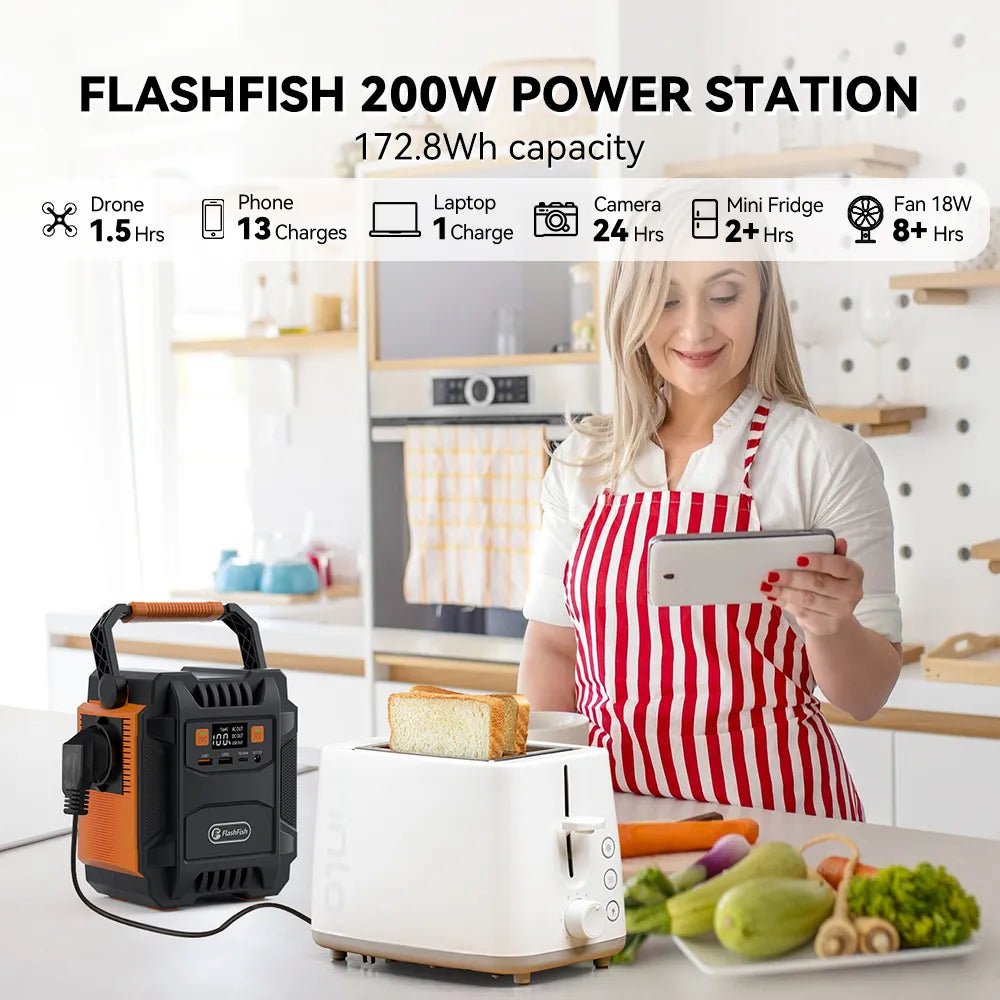 Flashfish 200W draagbare krachtcentrale - 172Wh 230V zonne-energie generator - Bivakshop