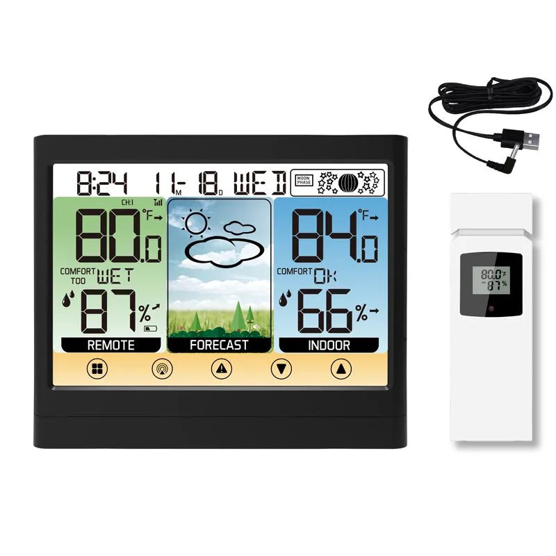 Geevon draadloos weerstation - Compleet weerpakket met kleurendisplay en barometer - Bivakshop