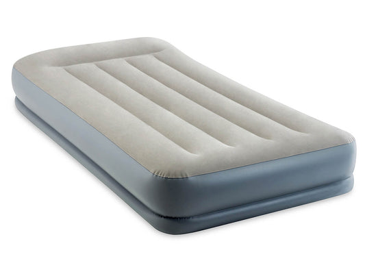 Intex pillow rest mid-rise luchtbed - Eenpersoons luxe met ingebouwd hoofdkussen en elektrische pomp - Bivakshop