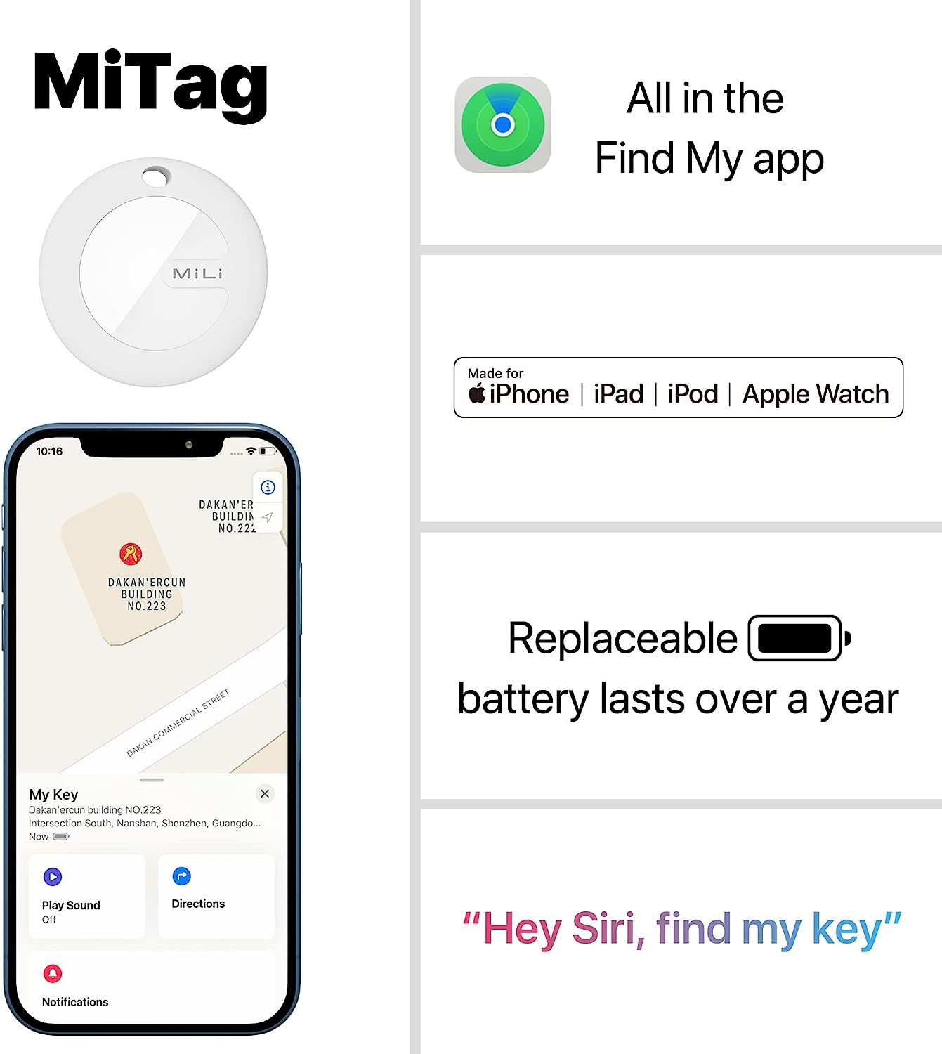 Mijia Mitag Key Finder - Sleuteltracker - IOS App "Find My" - Anti-Verlies - GPS locator - Bivakshop