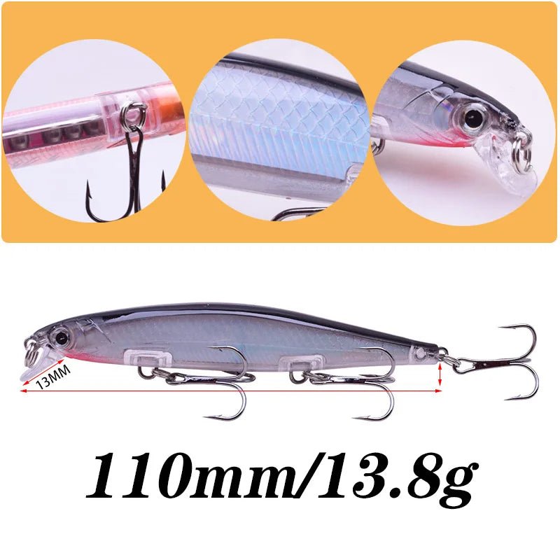 Proleurre viskunstaas 11cm 13.8g - Zinkende minnow wobbler - Bivakshop