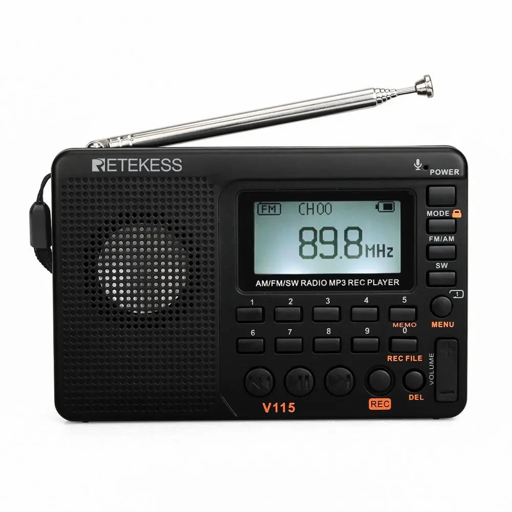 Retekess V115 Draagbare Radio - AM/FM/SW bands, oplaadbaar, ingebouwde luidspreker - Bivakshop