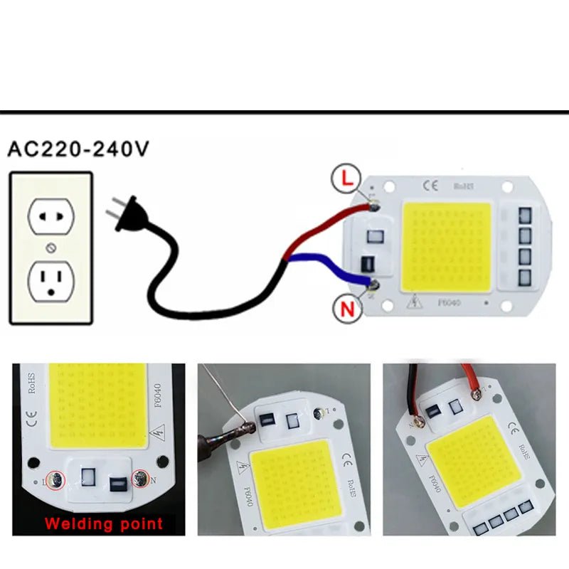 Rosensuotich LED chip COB lamp - 10W 20W 30W 50W AC 220V 240V IP65 slimme IC - Bivakshop