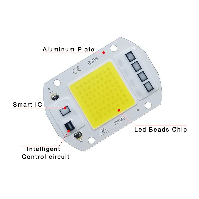 Rosensuotich LED chip COB lamp - 10W 20W 30W 50W AC 220V 240V IP65 slimme IC - Bivakshop