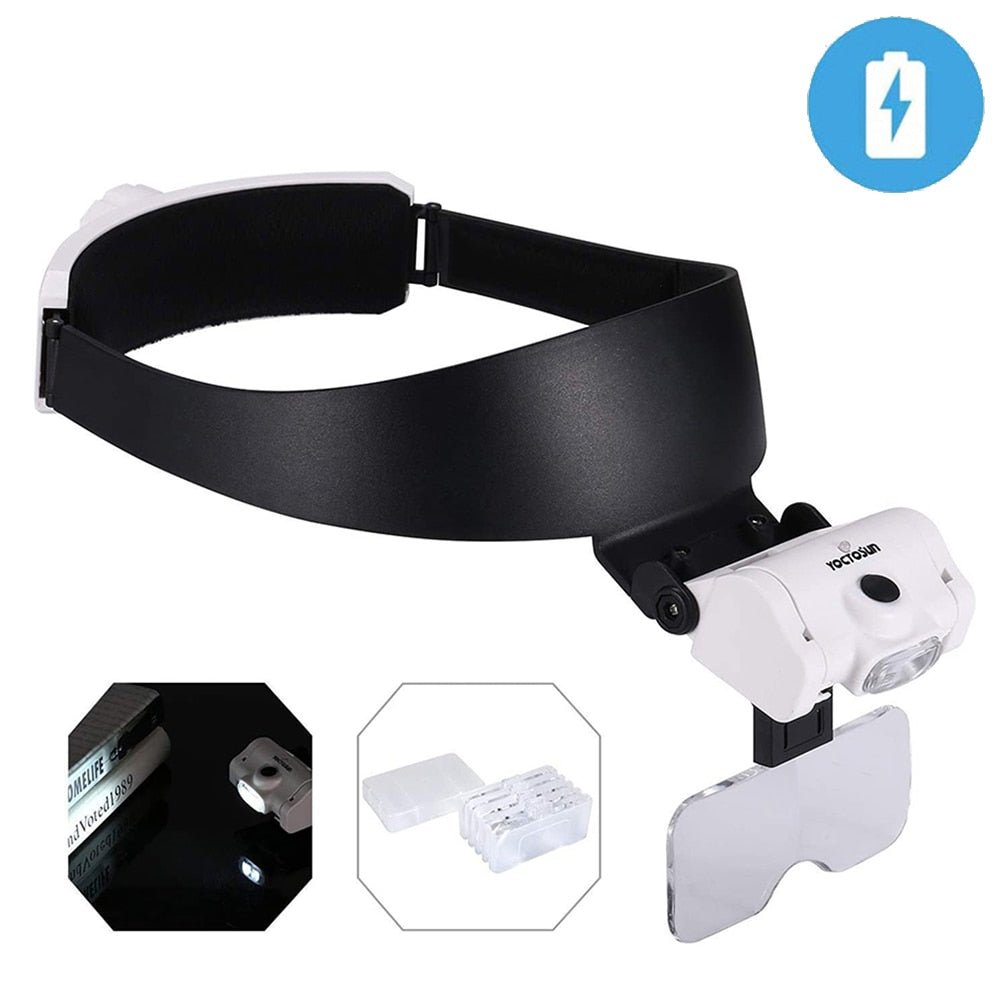 TKDMR Usb oplaadbare vergrootglas op hoofdband -3LED hoofdband - Loep - hoofdlamp - Bivakshop