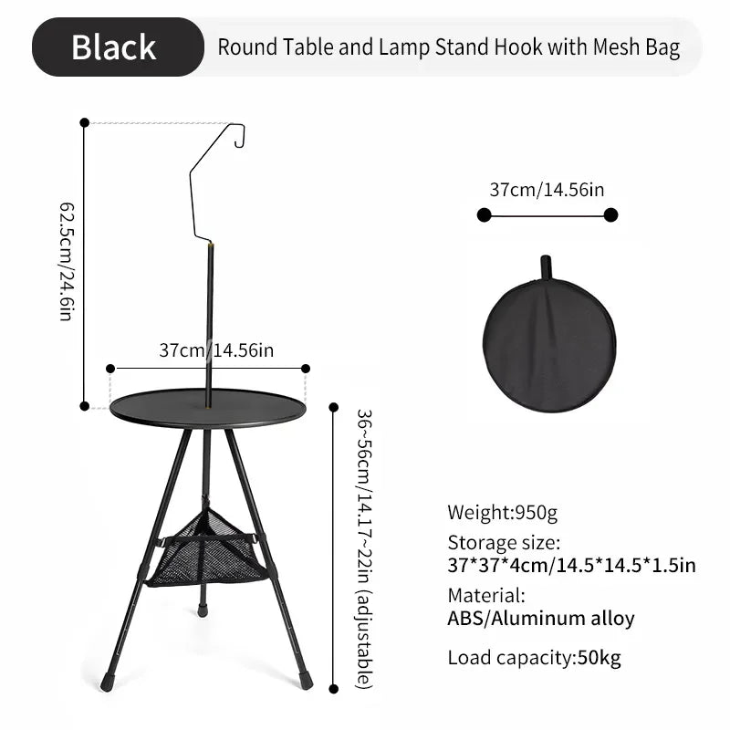 WESTTUNE camping ronde tafel met lichtstandaard - Picknicks en buitengebruik - Bivakshop