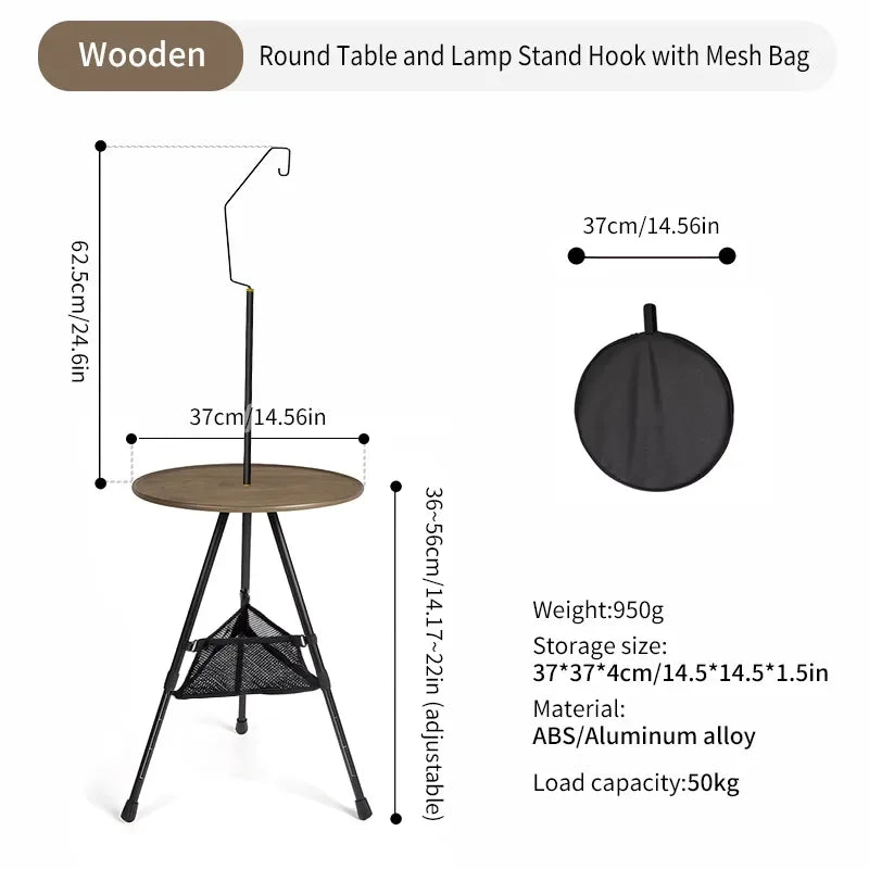 WESTTUNE camping ronde tafel met lichtstandaard - Picknicks en buitengebruik - Bivakshop