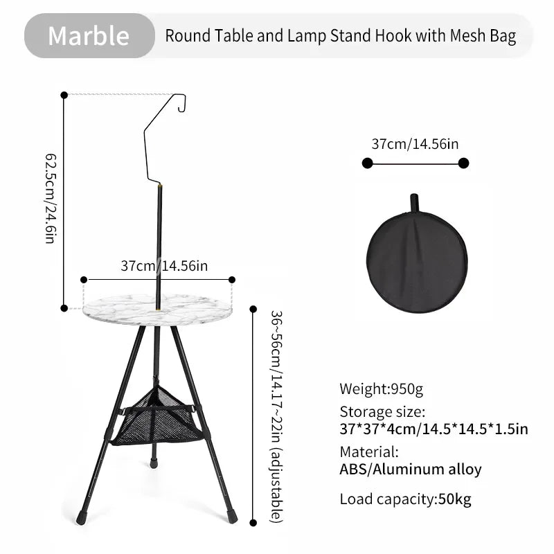 WESTTUNE camping ronde tafel met lichtstandaard - Picknicks en buitengebruik - Bivakshop